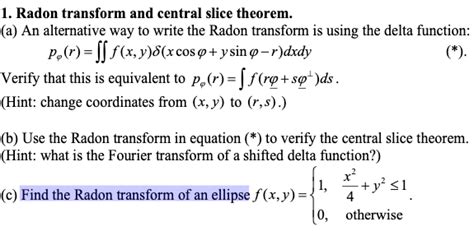 radon transform  central slice theorem   cheggcom