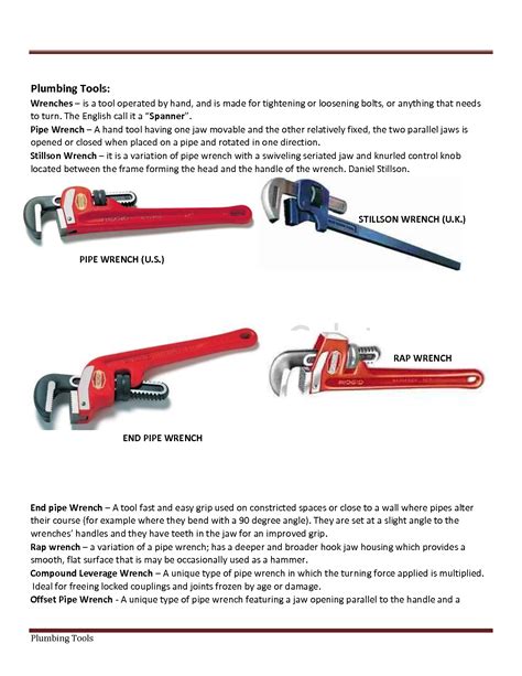 SOLUTION: Plumbing tools equipment - Studypool