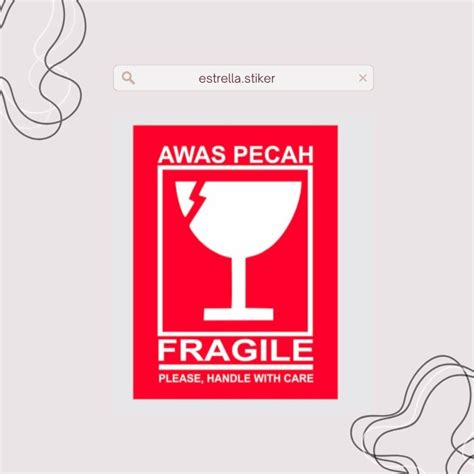 Jual Stiker Pecah Belah FRAGILE Sticker Awas Pecah Merah Shopee