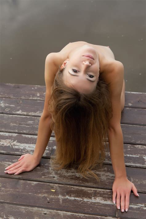 Glamorous Estonian Girl Lina Diamond Strips Poses Naked At The Dock CoedCherry