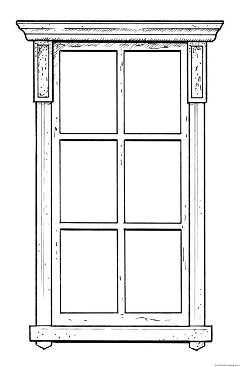 Drawing of window – Line art illustrations