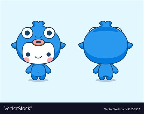 A little boy mascot wearing fish costume Vector Image