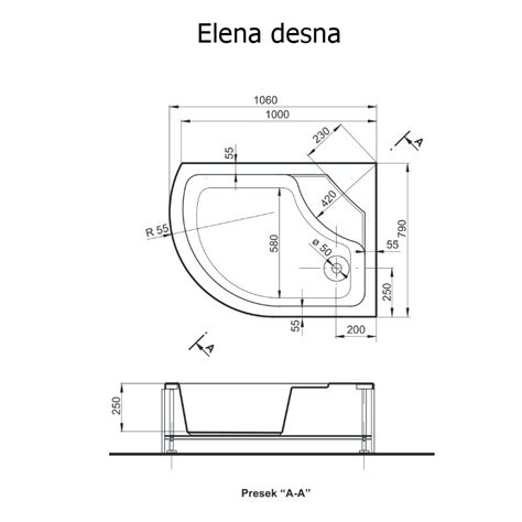 Polyagram tuš kada polukružna 110x80 Elena bez obloge