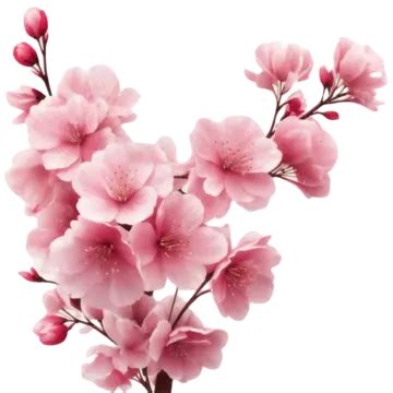 Cherry Blossom Sakura Flower Isolated On White Background With Clipping