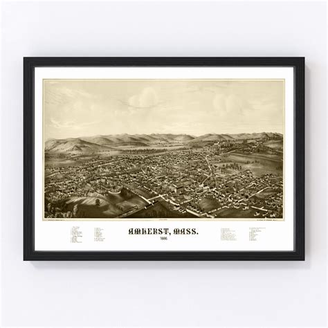 Vintage Map of Amherst, Massachusetts 1886 by Ted's Vintage Art