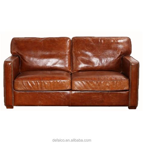 American Vintage Leather Antique Style Sofa For Living Room Pub Hotel ...