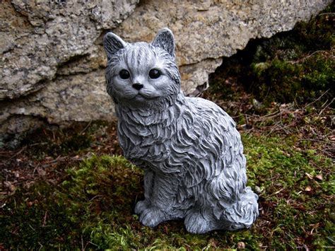 Cat Statue Concrete Cat Figure Cement Garden Decor Statues of Cats Cat ...