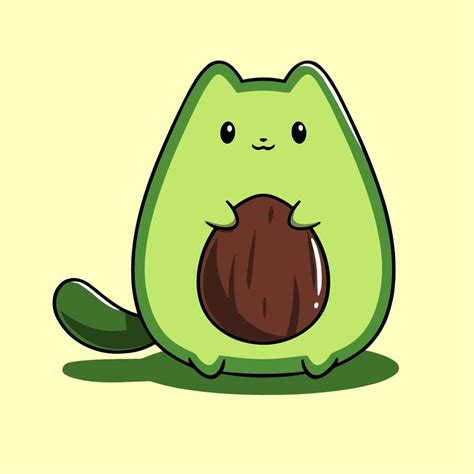 Avocado Cat With A Nut In Its Mouth 22936933 Vector Art At Vecteezy