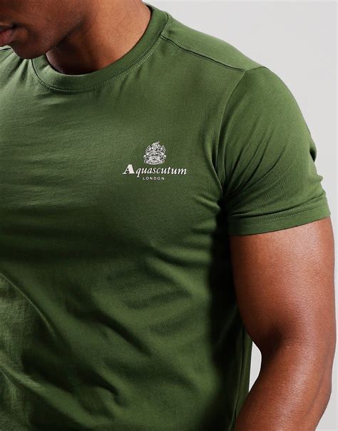 Aquascutum Small Logo T Shirt Army Green Terraces Menswear