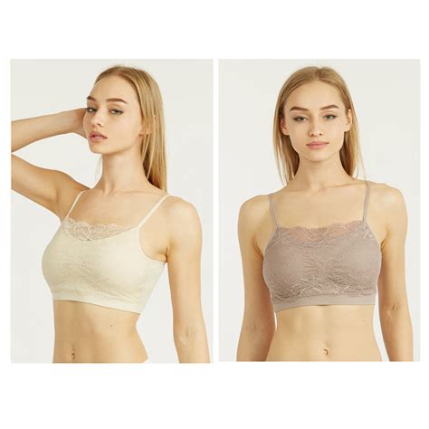 6 X Womens Seamless Lace Top Sports Bra Cleavage Cover Padded Stretch One Size Ebay