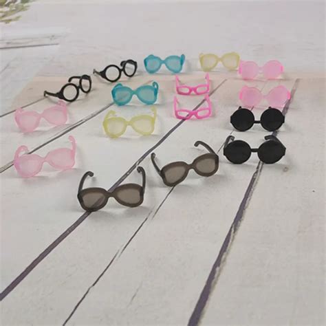 20pcs Fashion Cool Miniature Eyeglasses Toys Colorful Glasses Dollhouse Accessories Round Frame