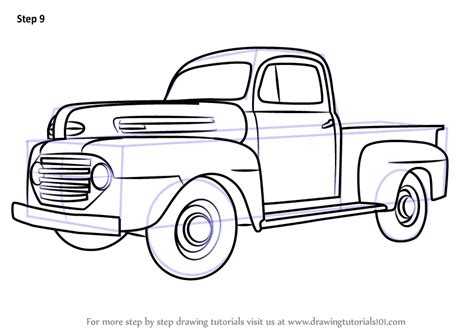 Learn How To Draw Vintage Truck V2 Vintage Step By Step Drawing