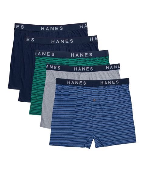 Hanes Mens Comfortsoft Knit Boxers Comfort Waistband 5 Pack Style