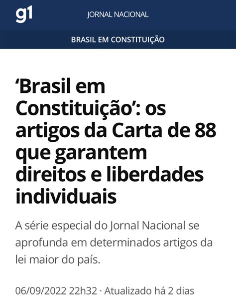 Jornal Nacional Brasil Em Constitui O Os Artigos Da