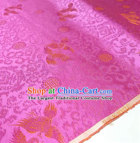 Asian Chinese Traditional Jacquard Peony Pattern Design Rosy Silk