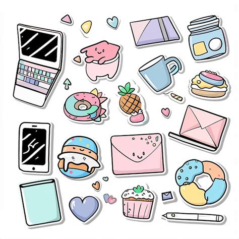 Premium Photo Cute Laptop Planner Sticker Set