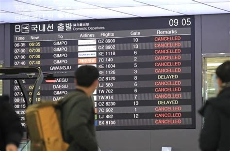 제주공항 항공편 95편 결항기상 악화 영향 한국경제