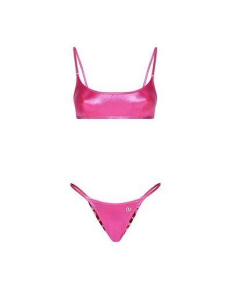 Dolce Gabbana Laminated Brassiere Bikini In Pink Lyst