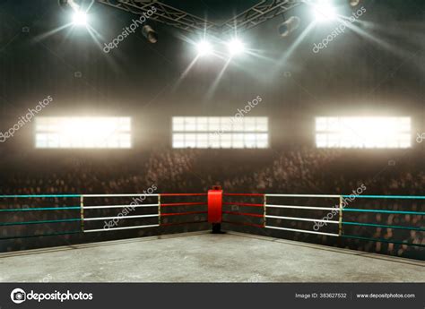 Empty Boxing Ring With Crowd