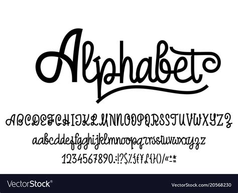 Latin alphabet font handwriting with upper Vector Image