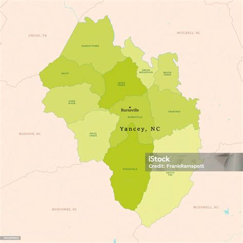 Nc Yancey County Vector Map Green Stock Illustration Download Image