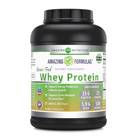 Amazing Formulas Grass Fed Whey Protein Powder 5 Lb Unflavored Amazing Nutrition