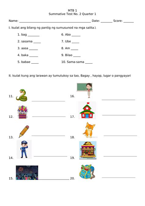 Summative Test 2 Quarter 1 Mtb Interactive Worksheet Edform