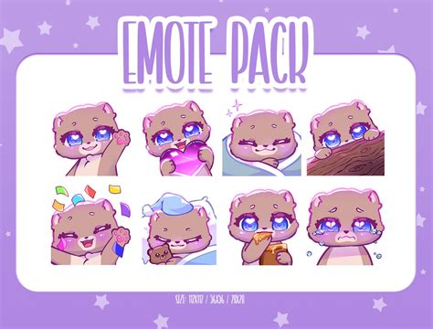 Chibi Bear Emotes Set Cute Bear Twitch Emotes Cute And Etsy