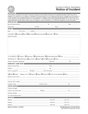 Fillable Online Use The Notice Of Incident Form To Report 1 Exposures