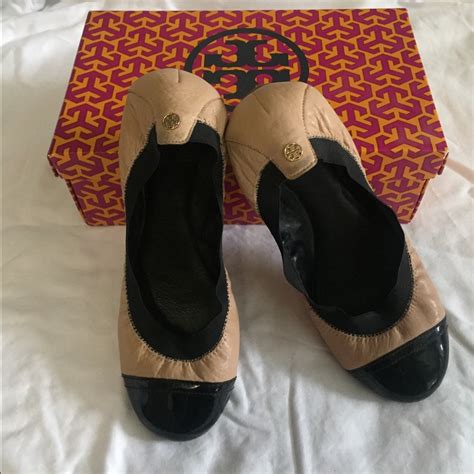 Tory Burch Black And Nude Carrie Ballett Flats Gem