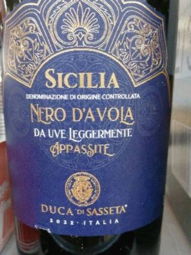 Duca Di Sasseta Da Uve Leggermente Appassite Nero D Avola Vivino Us