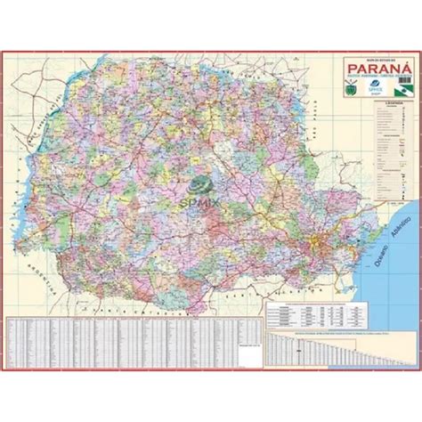 Mapa Estado Do Paraná Político Rodoviário 120x 90cm Escorrega O Preço