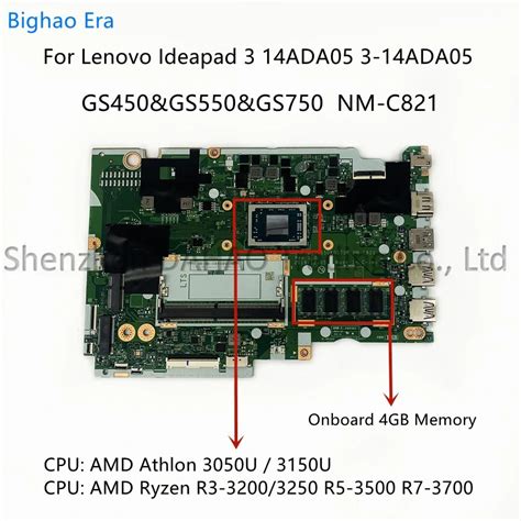 For Lenovo IdeaPad 3 14ADA05 3 14ADA05 Laptop Motherboard NM C821 With