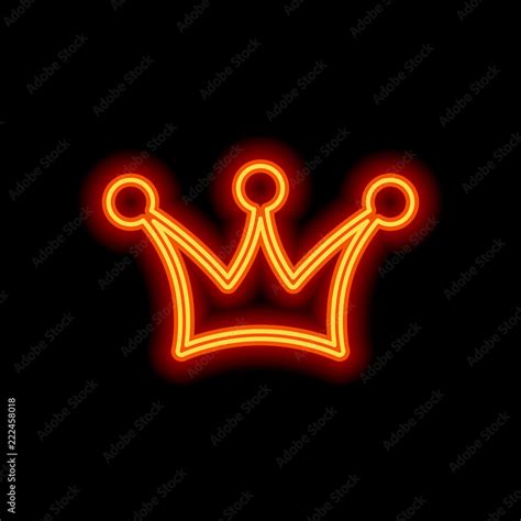 Crown Icon Orange Neon Style On Black Background Light Icon Stock