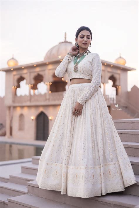 White Chikankari Lehenga – myRiti