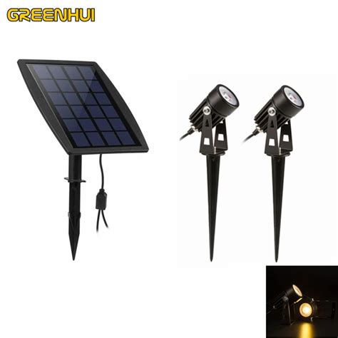 New Arrival Dual Head 1w2 Led Solar Light Outdoor Solar Power Spotlight Garden Lawn Lamp