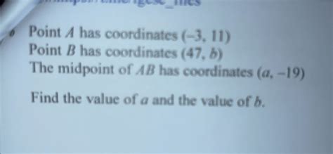 Solved Point A Has Coordinates 311 Point B Has Coordinates 47b