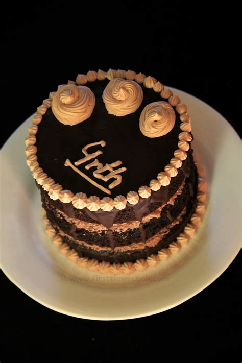 Triple Layer Eggless Chocolate Naked Cake Fourth Wedding Anniversary
