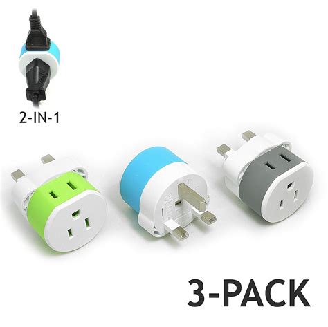 OREI UK, Ireland, Dubai Travel Plug Adapter - 2 USA Inputs - 3 Pack