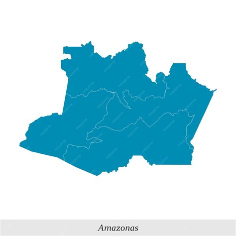 Mapa Do Estado Do Amazonas - Mapa do Amazonas é um estado do Brasil com mesorregiões | Vetor Premium