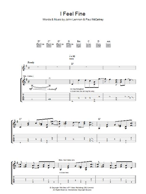 I Feel Fine Guitar Tab Zzounds