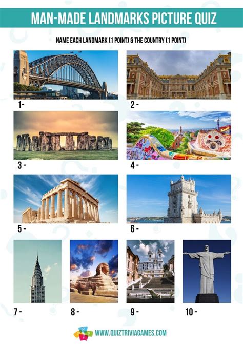 Famous Landmarks Picture Quiz Rounds Free Printable Quiz