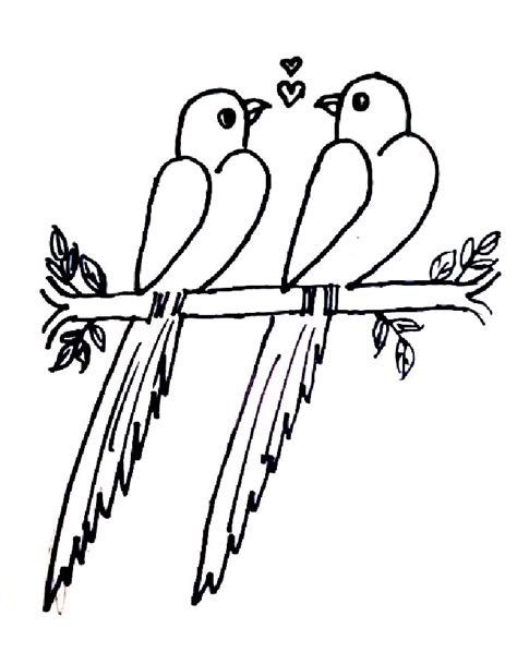 Love birds drawing images coloring page - Coloringus