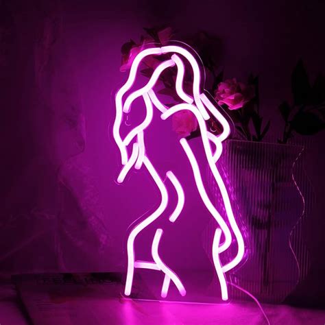 Upper Body Neon Sign Sexy Lady Back Neon Signs For Wall Decor Pink Led Light Up Sign With Usb