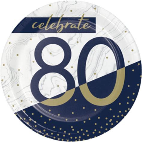 Partymart 80th Navy And Gold Milestone 7 Plates