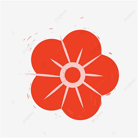 Red Flower Silhouette PNG Images, Red Plum Flower Silhouette, Plum, Chinese, Japanese PNG Image ...