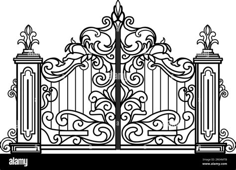 Metal Gate Sketch Vector Illustration Of Decorative Forging Of A Two