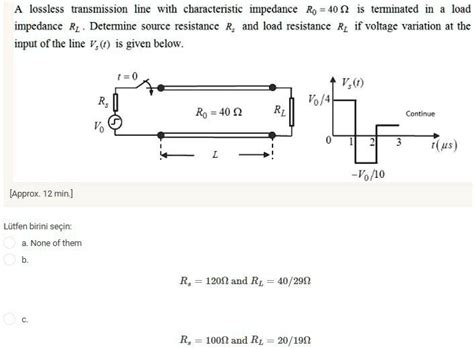 Solved A Lossless Transmission Line With Characteristic Impedance Ro