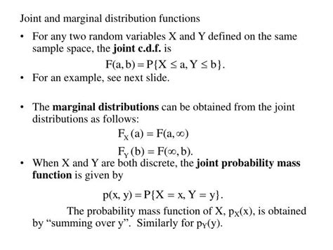 Ppt Joint And Marginal Distribution Functions Powerpoint Presentation