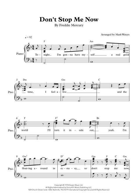 Dont Stop Me Now Arr Mark Waters By Queen Sheet Music For Piano